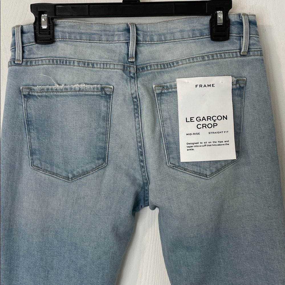 NWT Frame Le Garçon Crop Mid-Rise Straight Fit Denim Light Wash Jeans Size 26 - Picture 9 of 12